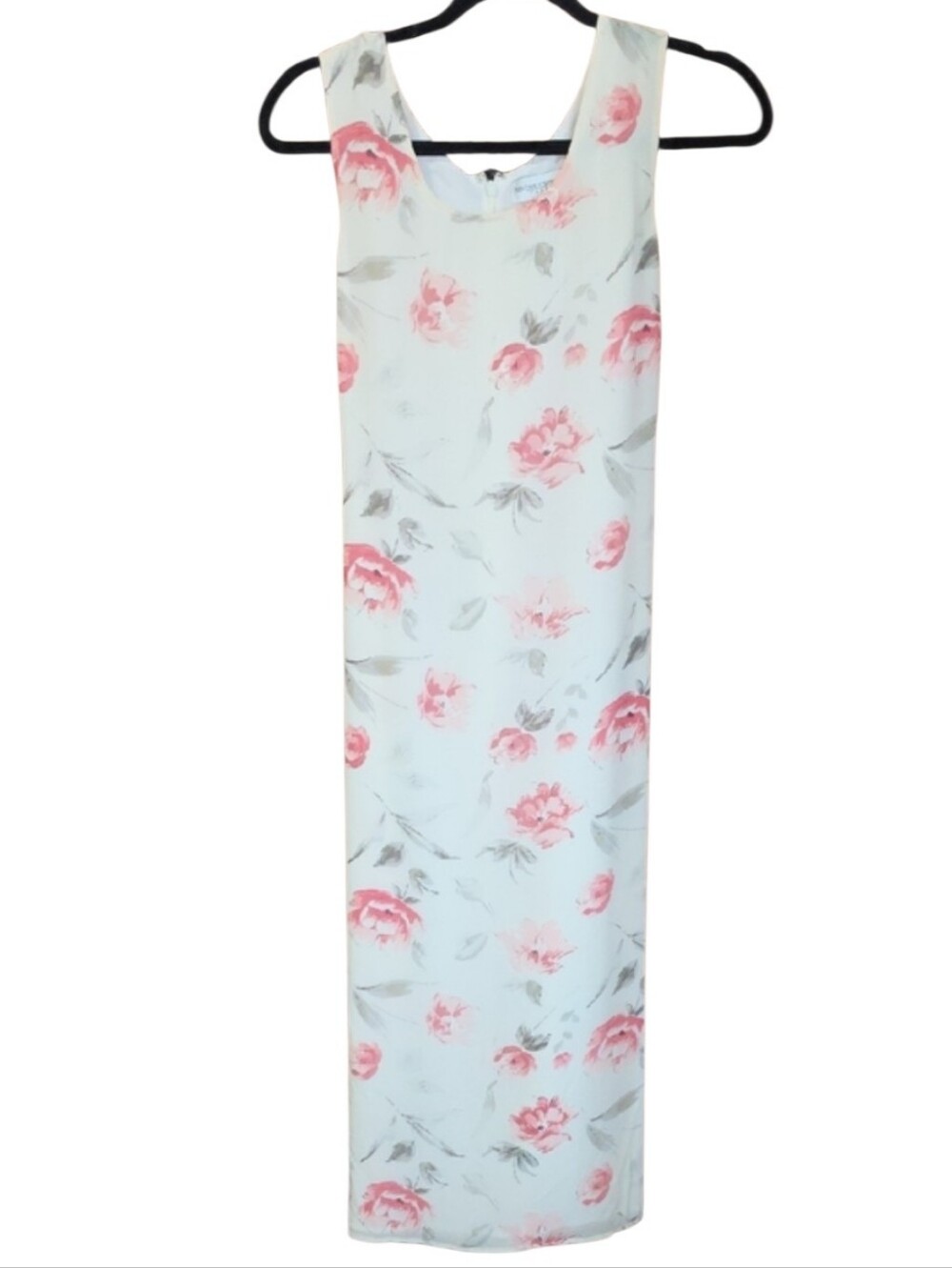 Valerie Stevens Silk Maxi Dress with Pink Floral Print
